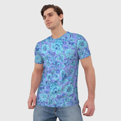 Мужская футболка 3D Узоры и цветы гжель паттерн - фото 2