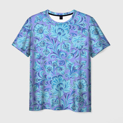 Мужская футболка 3D Узоры и цветы гжель паттерн