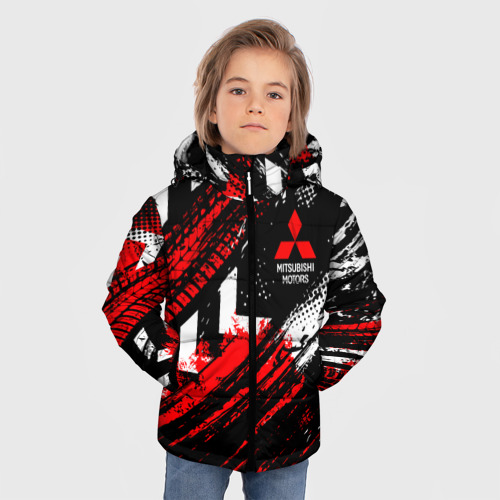 Зимняя куртка для мальчиков 3D с принтом Mitsubishi - sport style, фото на моделе #1