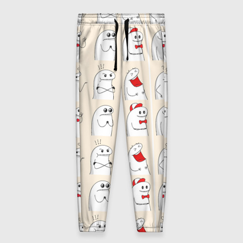 Женские брюки 3D с принтом Смешные мемы паттерн, вид спереди #2