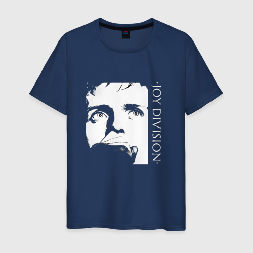 Мужская футболка из хлопка с принтом Joy Division - Ian Curtis portrait, вид спереди №1