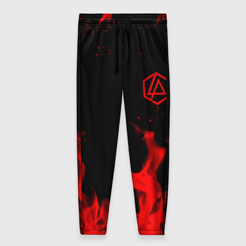Женские брюки 3D Linkin Park красный огонь лого, цвет 3D печать