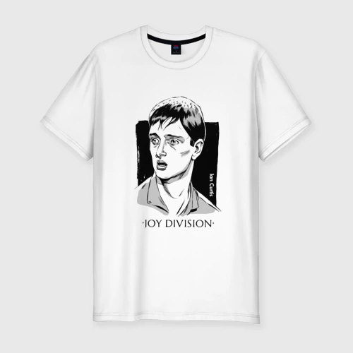 Мужская футболка хлопок Slim с принтом Ian Curtis from Joy Division, вид спереди #2