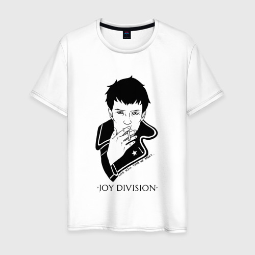 Мужская футболка из хлопка с принтом Joy Devision - Ian smoke, вид спереди №1