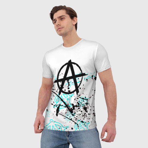 Мужская футболка 3D с принтом Анархия краски тренд, фото на моделе #1