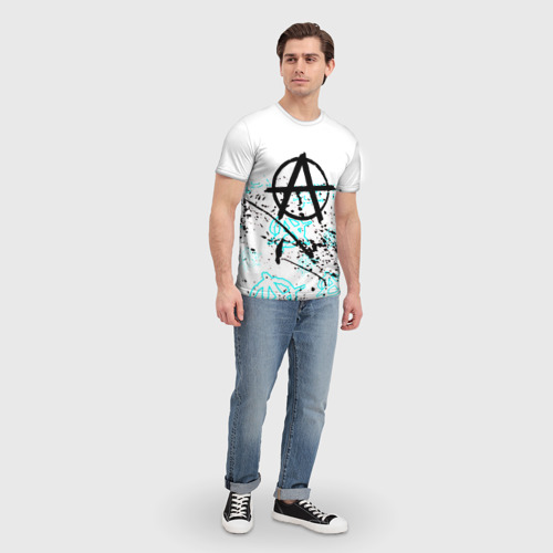 Мужская футболка 3D с принтом Анархия краски тренд, вид сбоку #3