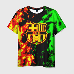 Мужская футболка 3D Barcelona огненное лого 