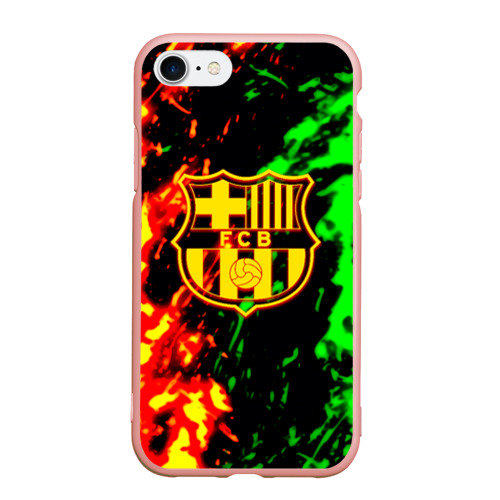 Чехол для iPhone 7/8 матовый с принтом Barcelona огненное лого, вид спереди #2