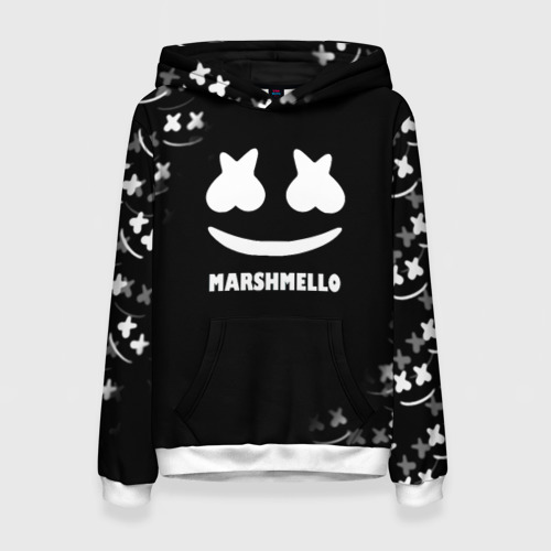 Женская толстовка 3D Marshmello белое лого, цвет 3D печать