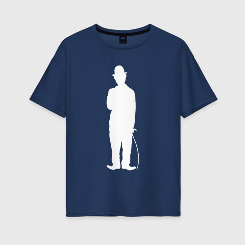 Женская футболка хлопок Oversize Чаплин, цвет темно-синий