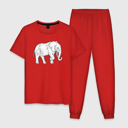 Мужская пижама хлопок с принтом Elephant, вид спереди #2