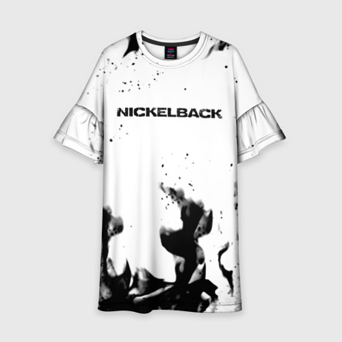 Детское платье 3D с принтом Nickelback серый дым рок, вид спереди #2