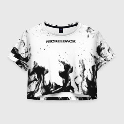Женская футболка Crop-top 3D Nickelback серый дым рок