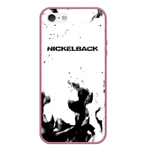 Чехол для iPhone 5/5S матовый Nickelback серый дым рок, цвет розовый