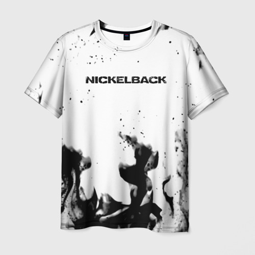 Мужская футболка с принтом Nickelback серый дым рок, вид спереди №1
