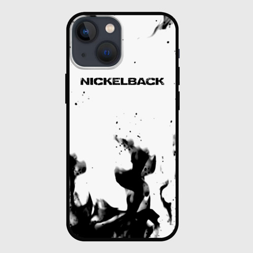 Чехол для iPhone 13 mini с принтом Nickelback серый дым рок, вид спереди #2