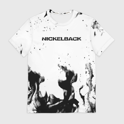 Мужская футболка 3D с принтом Nickelback серый дым рок, вид спереди #2