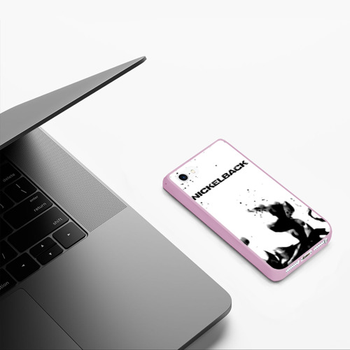 Чехол для iPhone 5/5S матовый Nickelback серый дым рок, цвет розовый - фото 5