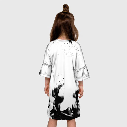 Детское платье 3D с принтом Nickelback серый дым рок, вид сзади #2