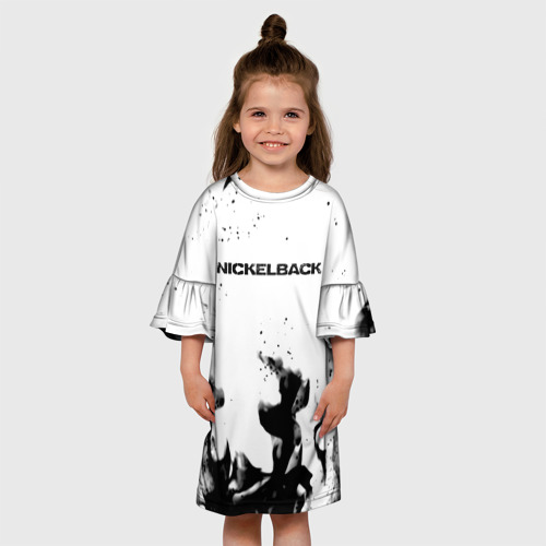 Детское платье 3D с принтом Nickelback серый дым рок, вид сбоку #3