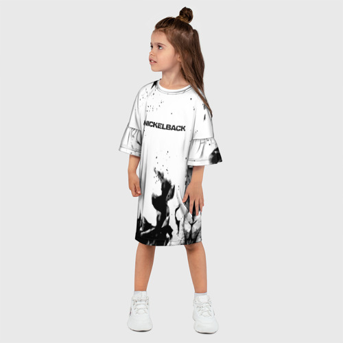 Детское платье 3D с принтом Nickelback серый дым рок, фото на моделе #1
