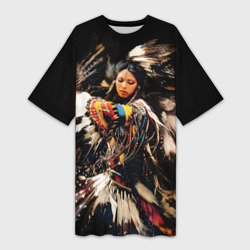 Танец коренной североамериканки – Платье-футболка 3D с принтом купить