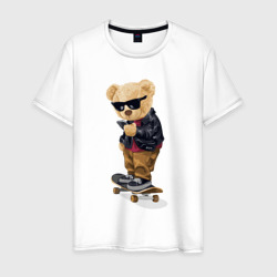 Плюшевый медвежонок на скейте – Мужская футболка хлопок с принтом купить со скидкой в -20%