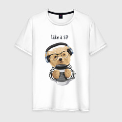 Мужская футболка хлопок Плюшевый медвежонок хлебни кофейку