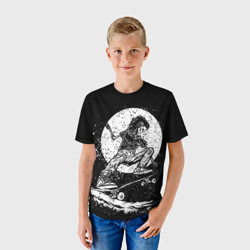 Детская футболка 3D с принтом Night skater, фото на моделе #1