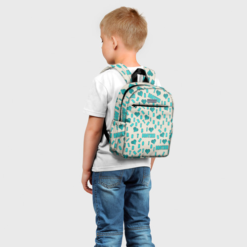 Детский рюкзак 3D с принтом Я люблю брата, буквы паттерн, фото на моделе #1