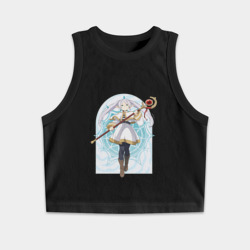 Женская укороченная майка-топ хлопок Фрирен с посохом