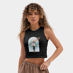 Женская укороченная майка-топ хлопок Фрирен с посохом - фото 2