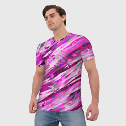 Мужская футболка 3D Розовые паттерны  - фото 2