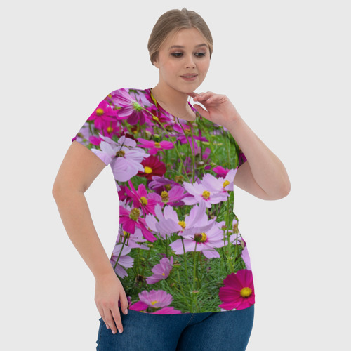 Женская футболка 3D с принтом Цветы Космея, фото #4