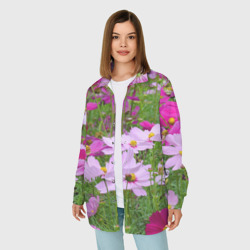 Женская рубашка oversize 3D Цветы Космея - фото 2