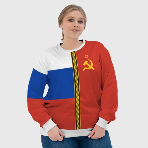 Женский свитшот 3D с принтом Россия и СССР, фото #4