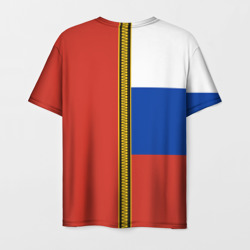 Футболка с принтом Россия и СССР для мужчины, вид сзади №1. Цвет основы: белый