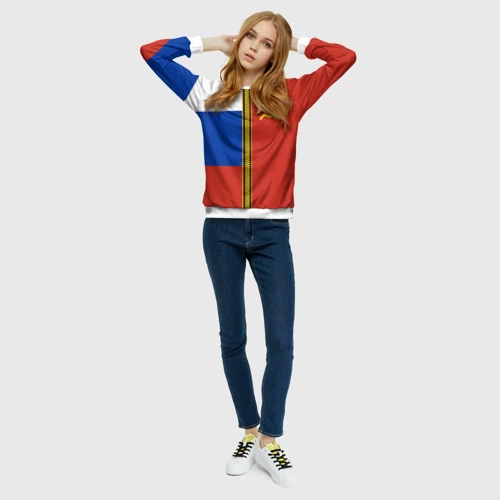 Женский свитшот 3D с принтом Россия и СССР, вид сбоку #3