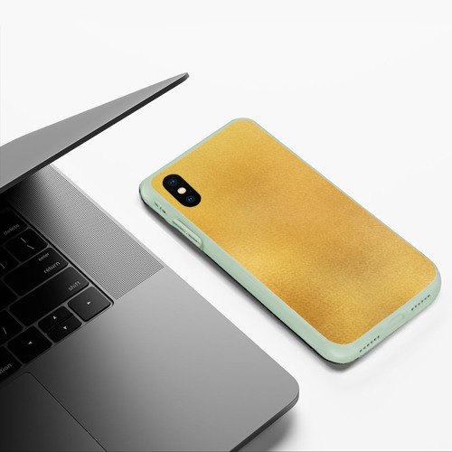 Чехол для iPhone XS Max матовый Золотая поверхность текстура, цвет салатовый - фото 5