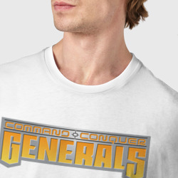 Футболка с принтом Command & Conquer: Generals logo для женщины, вид на модели спереди №4. Цвет основы: белый