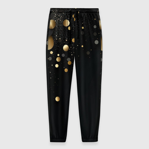 Мужские брюки с принтом Черная геометрия с золотом, вид спереди №1