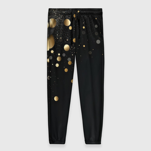 Женские брюки с принтом Черная геометрия с золотом, вид спереди №1