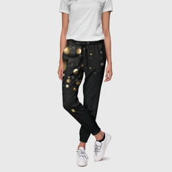 Черная геометрия с золотом – Женские брюки 3D с принтом купить
