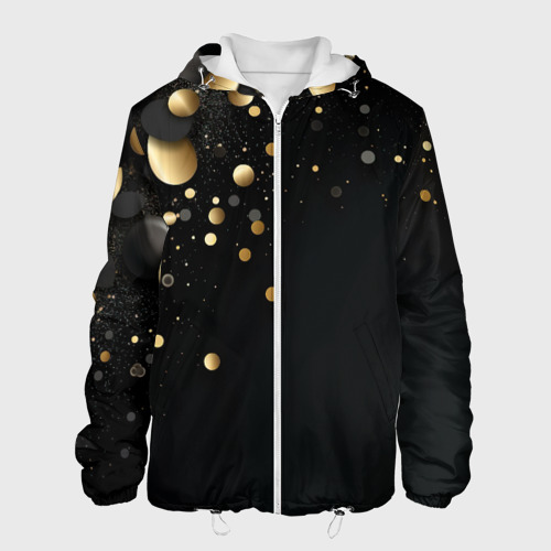 Мужская куртка с принтом Черная геометрия с золотом, вид спереди №1