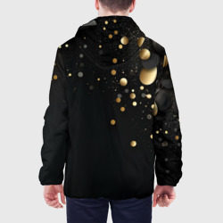 Куртка с принтом Черная геометрия с золотом для мужчины, вид на модели сзади №2. Цвет основы: белый
