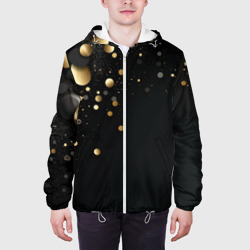 Куртка с принтом Черная геометрия с золотом для мужчины, вид на модели спереди №3. Цвет основы: белый
