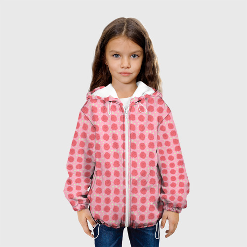 Детская куртка 3D с принтом Паттерн розочки на бежевом фоне, вид сбоку #3