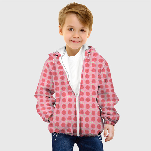 Детская куртка 3D с принтом Паттерн розочки на бежевом фоне, фото на моделе #1
