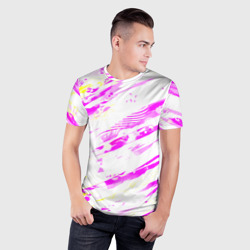 Мужская футболка 3D Slim Розовые паттерны  - фото 2