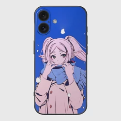 Чехол для iPhone 16 силиконовый с защитой камеры Фрирен и снег